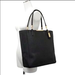 COACH Madison Saffiano Leather Tote in Black